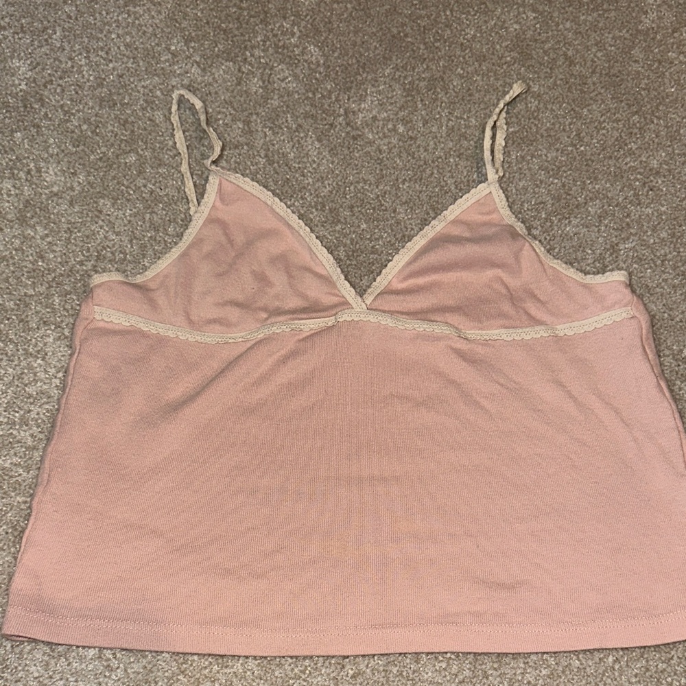 Women's Pink Lace-Trim Tank Top